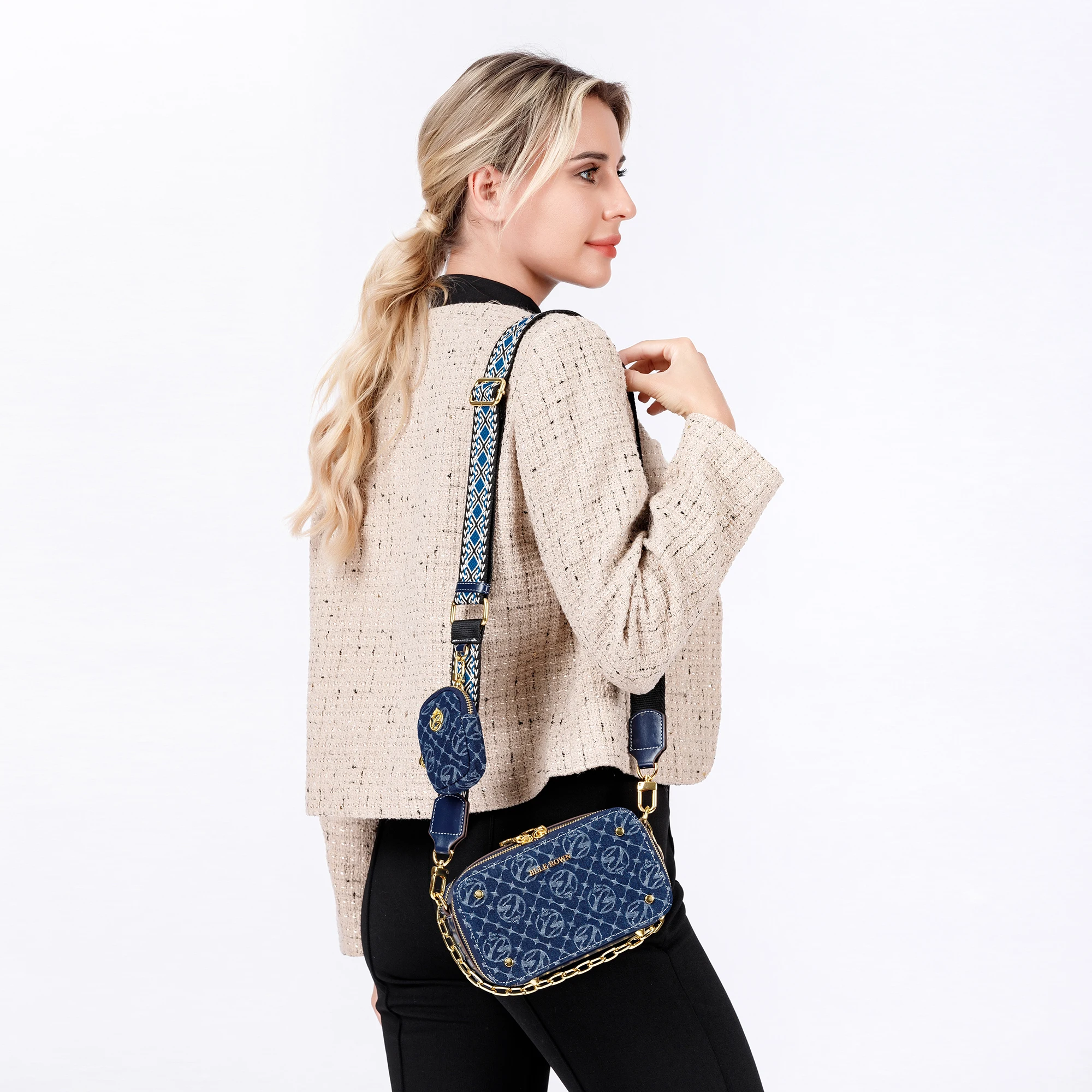 Retro Klein Blue Color New Elegant Women Metal Chain Ladies Commuter Bag Square Bag