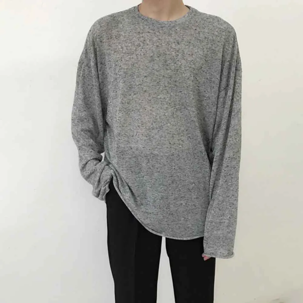 

Autumn Men's Solid Color Long-Sleeve T-Shirt American Retro Fashion Trendy Casual High Street Loose Breathable Niche Men's Top