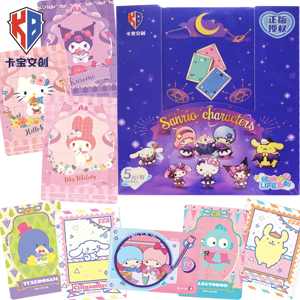 

Подлинные коллекционные карты персонажей Kabao Sanrio, уличный хип-хоп стиль, аниме, мультяшные звезды, уникальные линейные художественные карты, подарки для девочек, игрушки