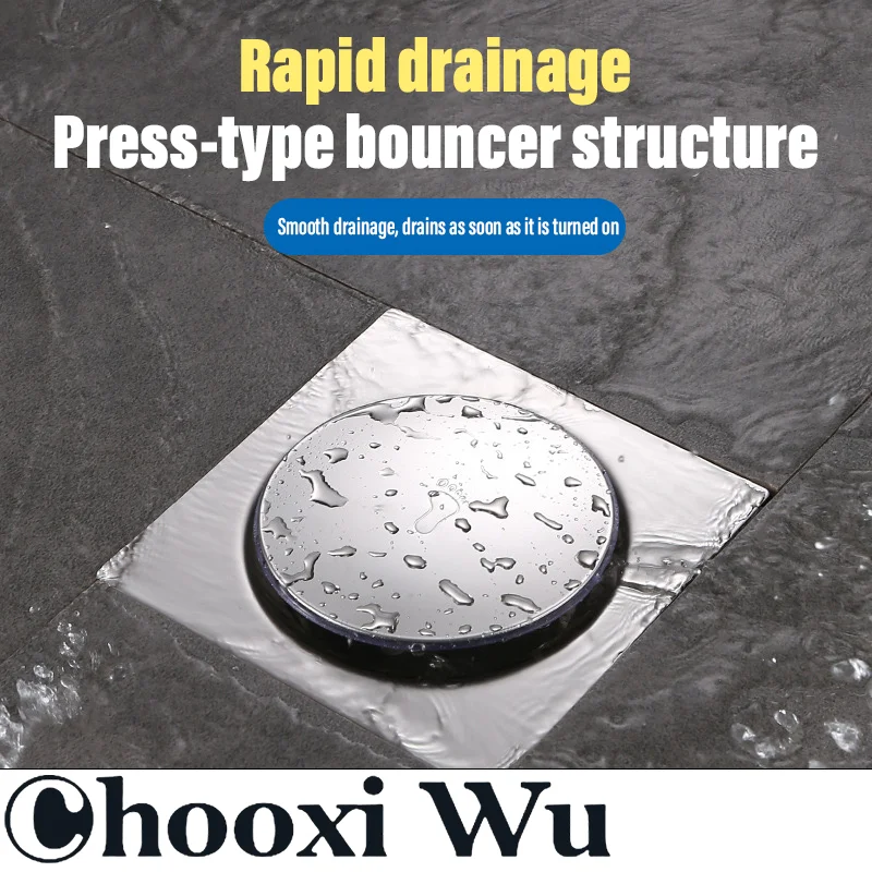 CHOOXIWU-Stainless steel bathroom and kitchen floor drain, unique pop-up design, insect-proof and odor-proof,