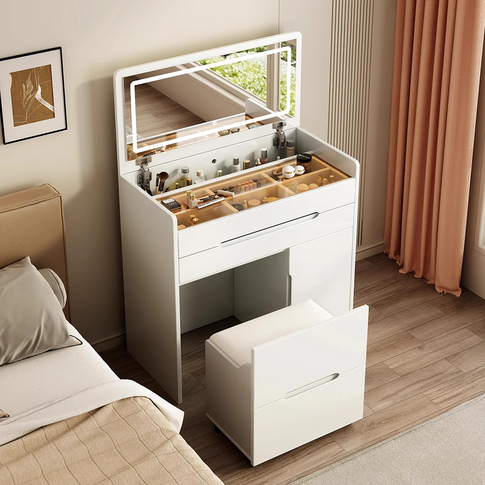 

Дизайнерский туалетный столик для девочек с LED-зеркалом, роскошный туалетный столик для спальни, табурет, детский туалетный столик, декор для дома