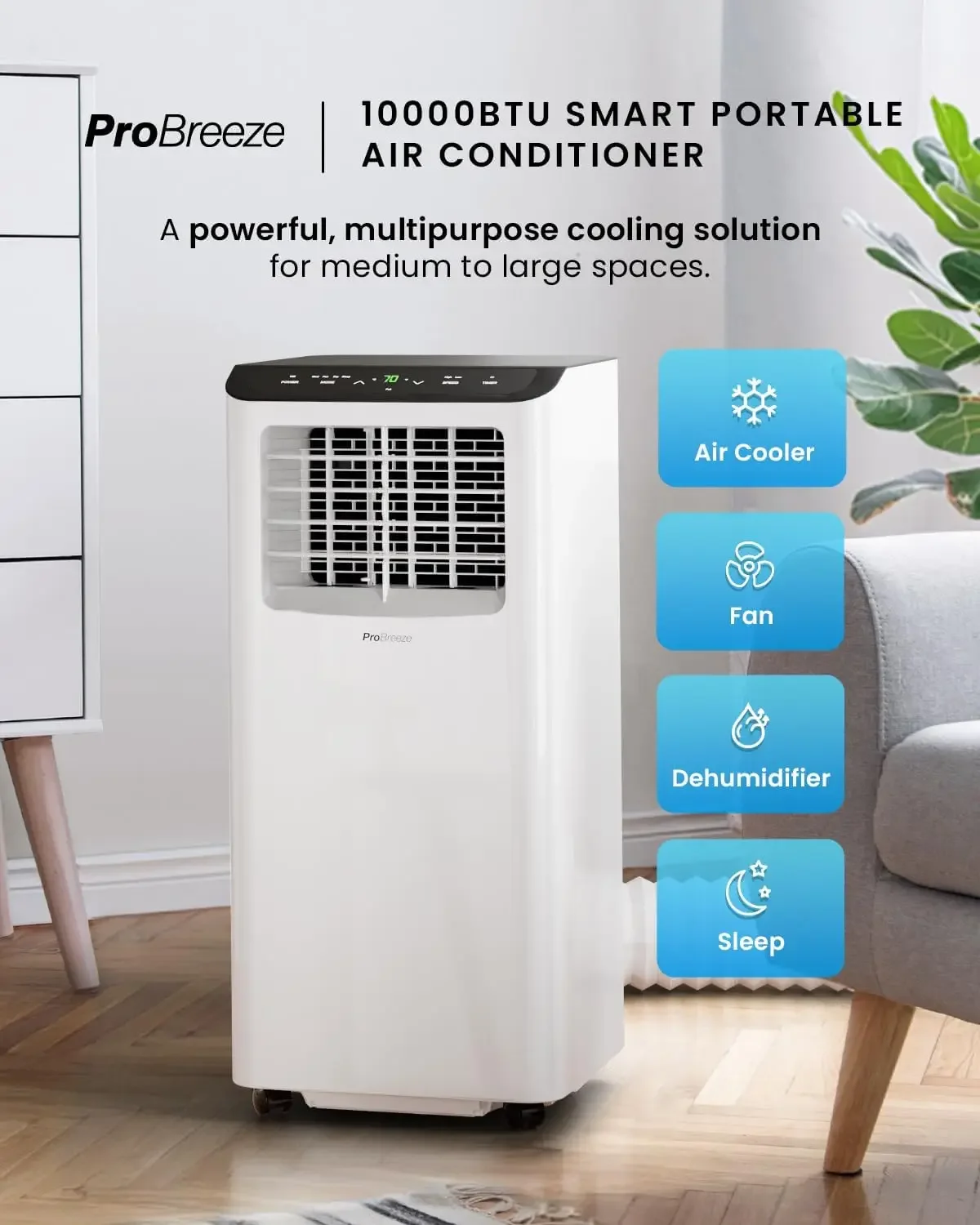 for Room 10000 BTU 450SqFt Air Conditioning Unit, Smart Air Conditioner with Fan