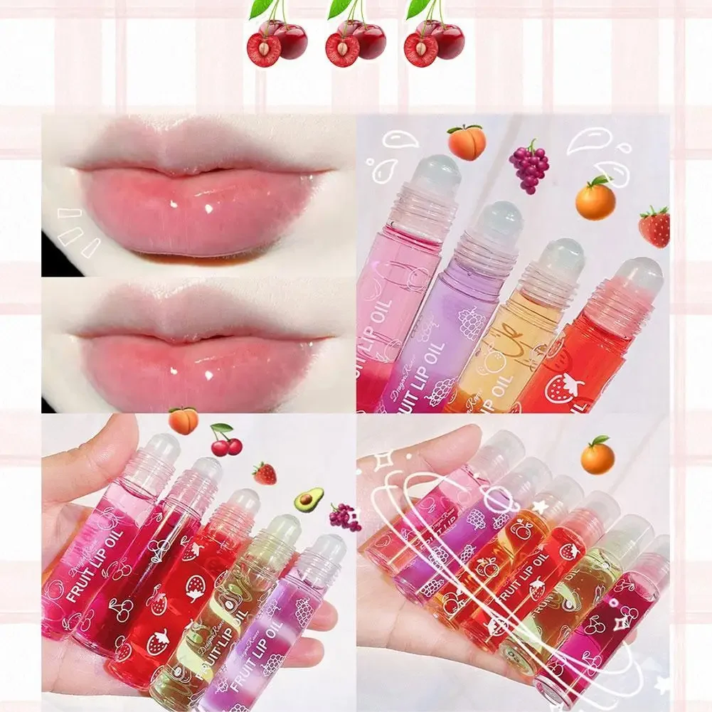 6 Farben Roll-on Frucht Essenz Lippen balsam Lippen öl Lippen feuchtigkeit spendende Spiegel Primer Lippen Lippenstift feuchtigkeit spendend zufälligen Glanz transparent