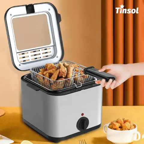 TINSOL 2.5L 전기 프라이 대용량 오븐 조리대 상업용 딥 프라이 치킨 프라이 쿠커 주방 요리 1000W