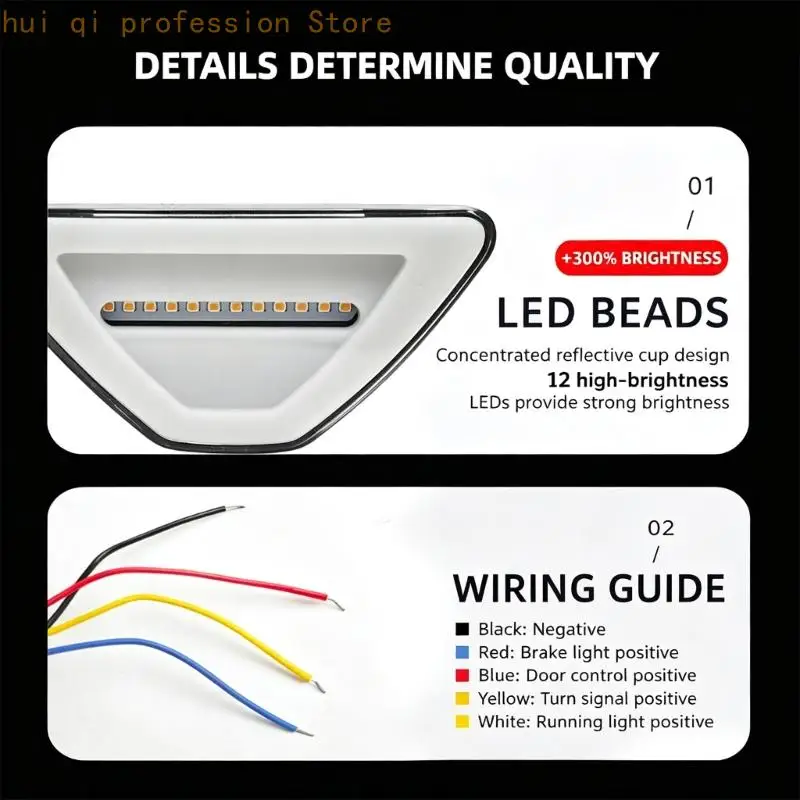 Rear Center Brake Light 12V LED Brake Lamp with ABS Housing and Adhesive or Screw Mount for Passenger Vehicle Repair H8WE