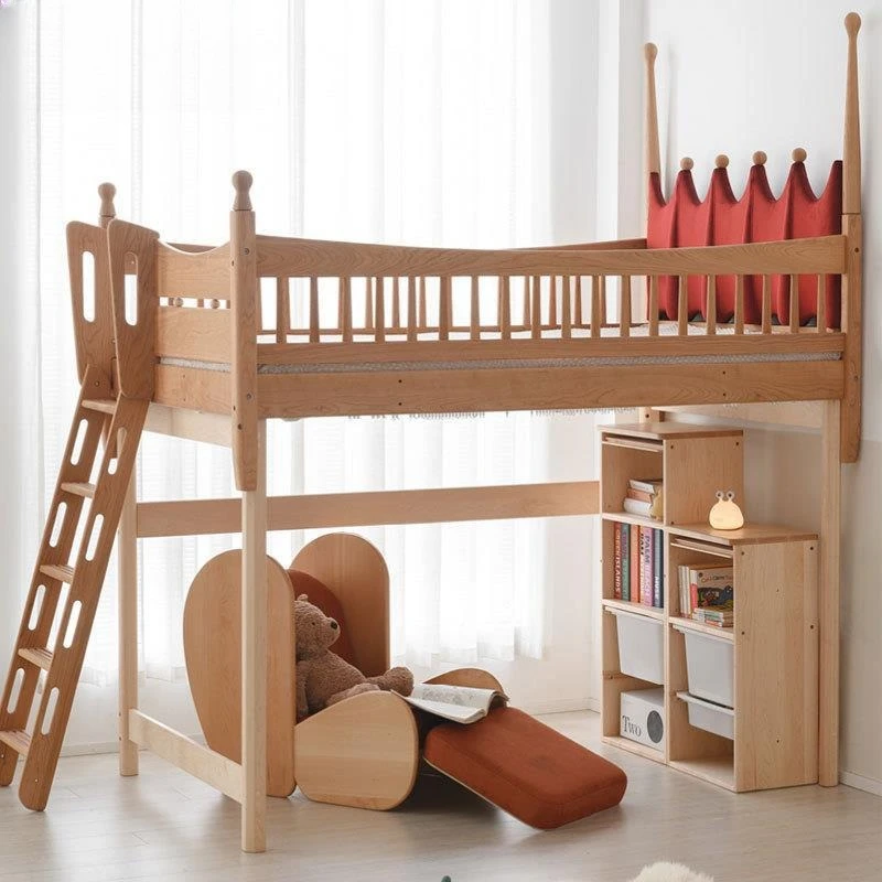 Nordic Solid Cherry Hovering College Half Tall Castle Bed Flying House Slide Log Hard Maple Treehouse Bed