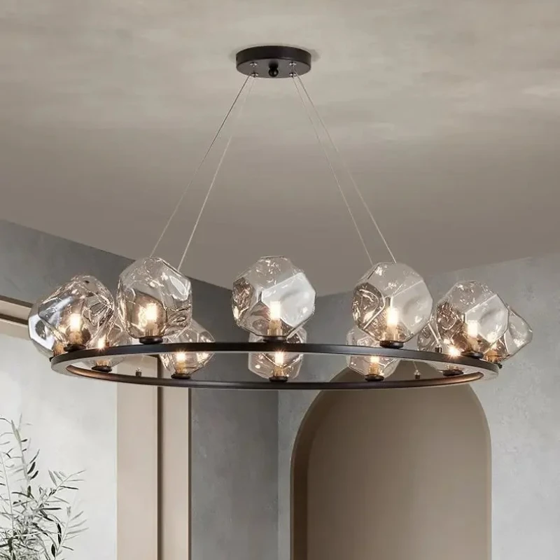 

Modern Nordic Style Led Chandelier For Living Room Bedroom Dining Room Kitchen Round Ring Black Glass Hanging Lamp Pendant Light
