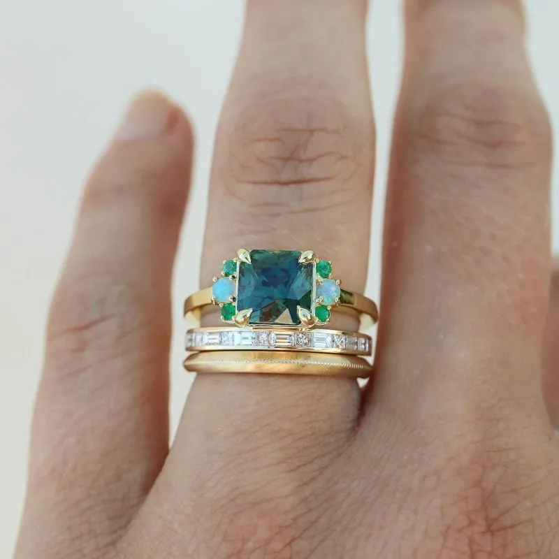 4PCS/Set Elegant Ring 14k Gold Plated Inlaid Opal Sunset On The Beach Colors Engagement Wedding Jewelry Brides Dupes Luxury Ring – Ocena i Rekomendacja