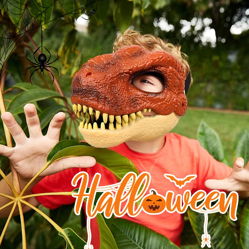 

3D Dinosaur Mask with Open Jaw Realistic Scary Mask Halloween Party Cosplay Children Toy Carnival Gift Hard Plastic Headwear