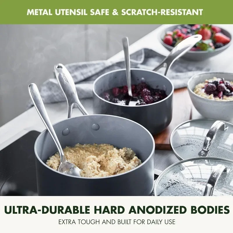 Pro Hard Anodized Healthy Ceramic Nonstick  Pans  Fry Grill, Griddle, Saute Sauce Pans, Stockpot,  Kitchen Furniture