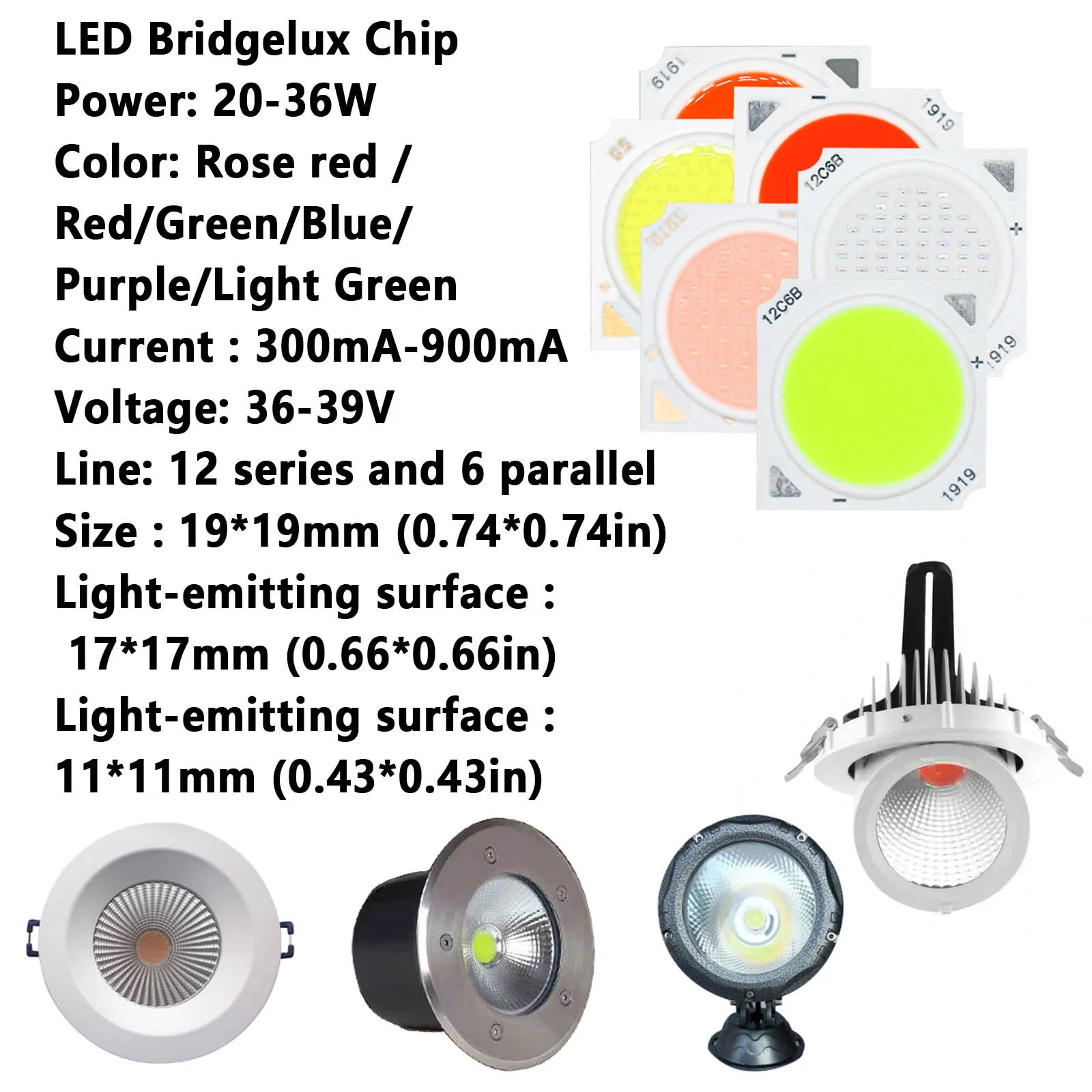 Imagem -06 - Chips de Luz Led para Decoração Doméstica Matrix Lamp Beads Luz de Inundação Lâmpada Luz de Inundação Acessórios Domésticos Bridgacrilato 19-900ma Dc3639v 20-36w