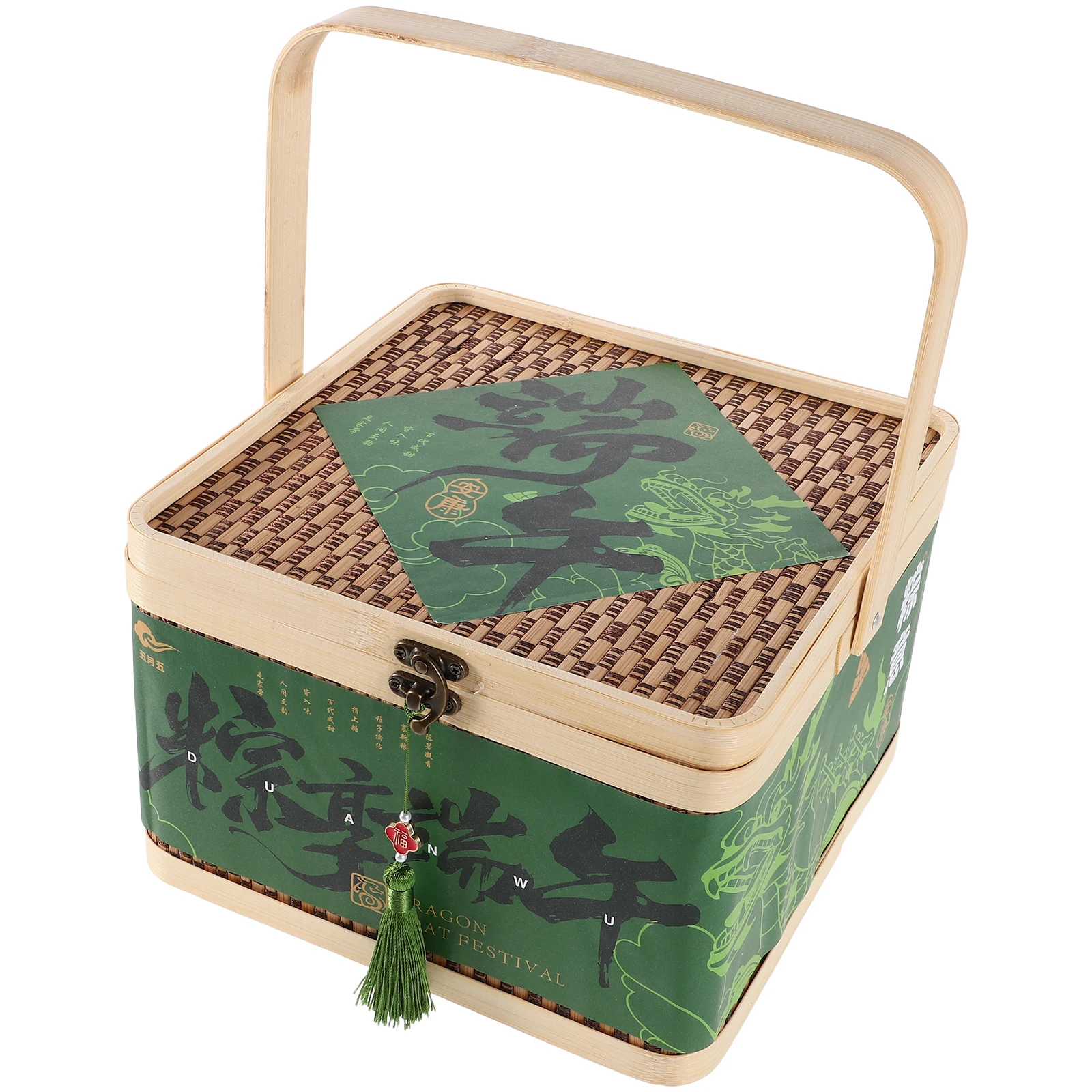 

1pcs Dragon Boat Gift Box Decorative Bamboo Basket Handwoven Empty Traditional Chinese Aesthetics Family Gathering Office