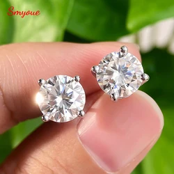 Smyoue 0.1-3CT Test Passed Moissanite Studs Earrings for Men Women S925 Silver Platinum Plated Bride Wedding Lab Diamond Studs