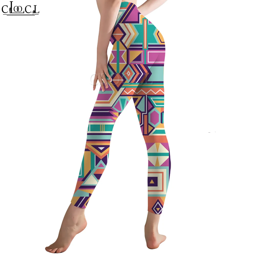 Cloocl moda feminina legging geometria simples impressa calças de treino casuais calças elásticas calças de yoga magros estilo bohemia