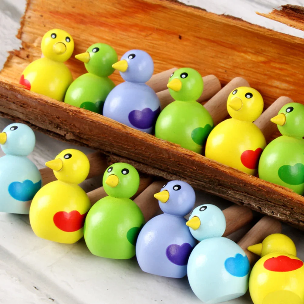 6 PCS Blowouts Noisemaker Whistle Toy Wooden Bird Colorful Cartoon Train Animal