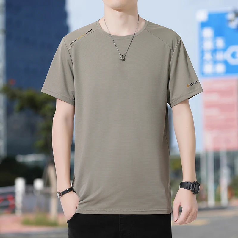 Quick Dry Sport Fashion T Shirt Men'S 2024 Short Sleeves Summer Casual Black Green OverSize 4XL 5XL Top Tees GYM Tshirt Clothes