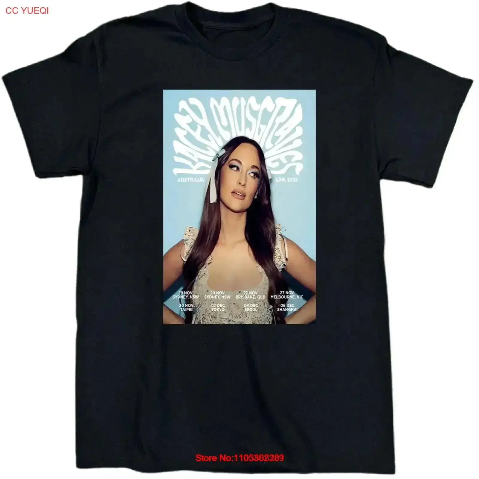 Kacey Musgraves Australia Asia Tour Heavy Cotton Black S 5XL T-Shirt SE601 Vintage Washed Top für den Alltag, weich, atmungsaktiv
