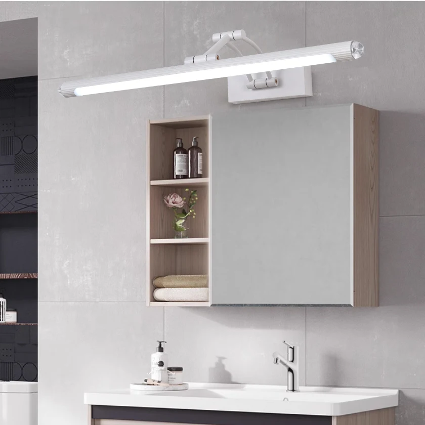 Mirror Headlight LED Bathroom Mirror Cabinet Light Toilet Retractable Folding Wall Light Room Vanity Metal Base Mirror Headlight