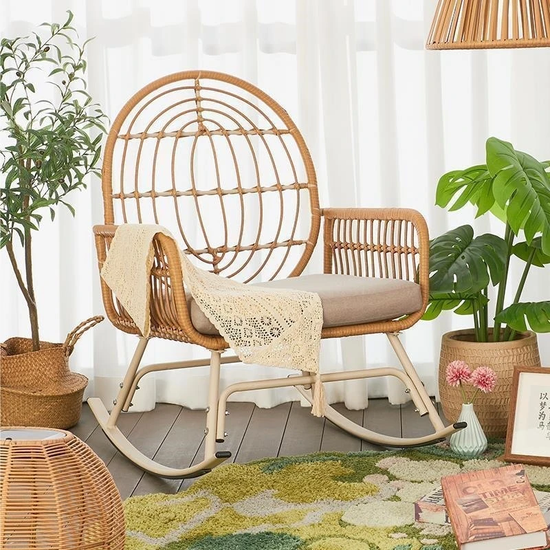 

Rocking chair balcony leisure rattan chair household lazy sofa single living room rocking chair outdoor adult recliner rocking