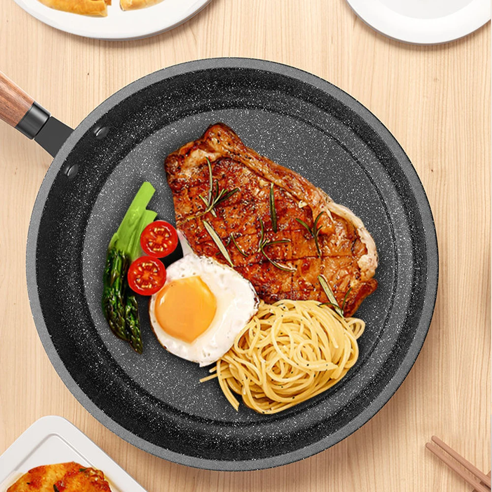 Frying Pan Wok Pan Non-Stick Pan 30/24/26/28cm with cover Household Induction Gas Stove Universal Pot Cooking Steak Pancake Pan