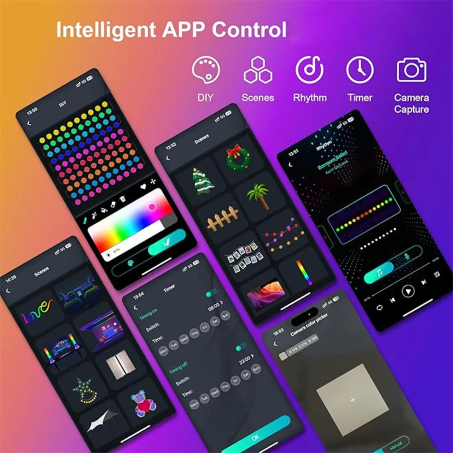 Pop dreamcolor rgbic usb picada luz bluetooth app diy natal led luzes de fadas guirlanda decoração para árvore casamento aniversário p