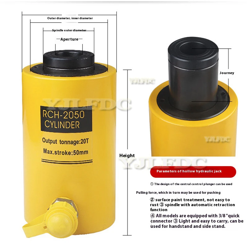 RCH-2050 جاك مكبس مجوف رام أسطوانة مجوفة هيدروليكية 20 طن 50 مم مكبس مجوف هيدروليكي #3
