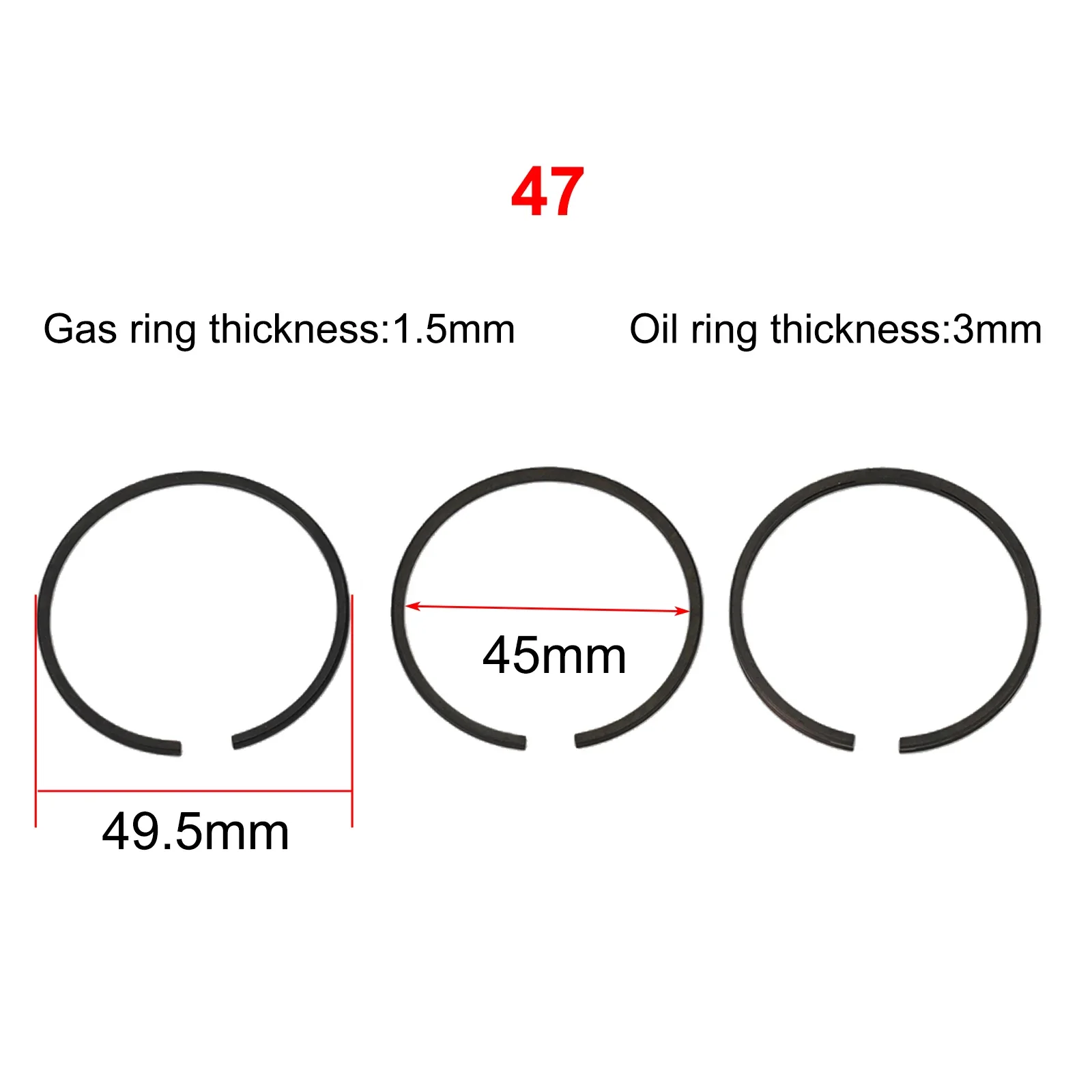 Piston Air Compressor Piston Ring Cylinder For 42/47/48/51/52/65mm Cylinder No Cracks Parts Pratical Accessories High Quality