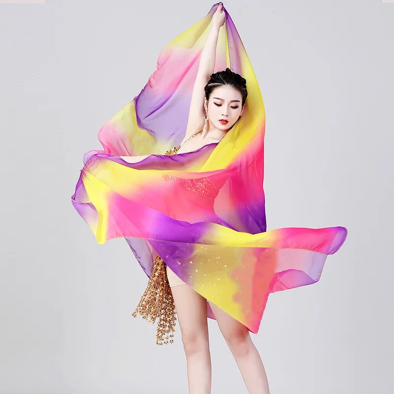 Belly Dance Gradient Color Scarf Opening Dance Colorful Hand Throwing Dance Cloth Performance Accessories Performance Scarf