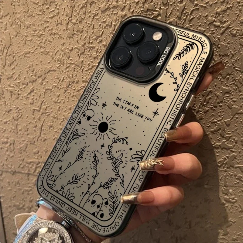 Fresh Moon Star Electroplate Silver IMD Phone Case For iPhone 15 Pro Max 14 13 12 11 Pro XR XS 7 8 Plus Shockproof Back Cover