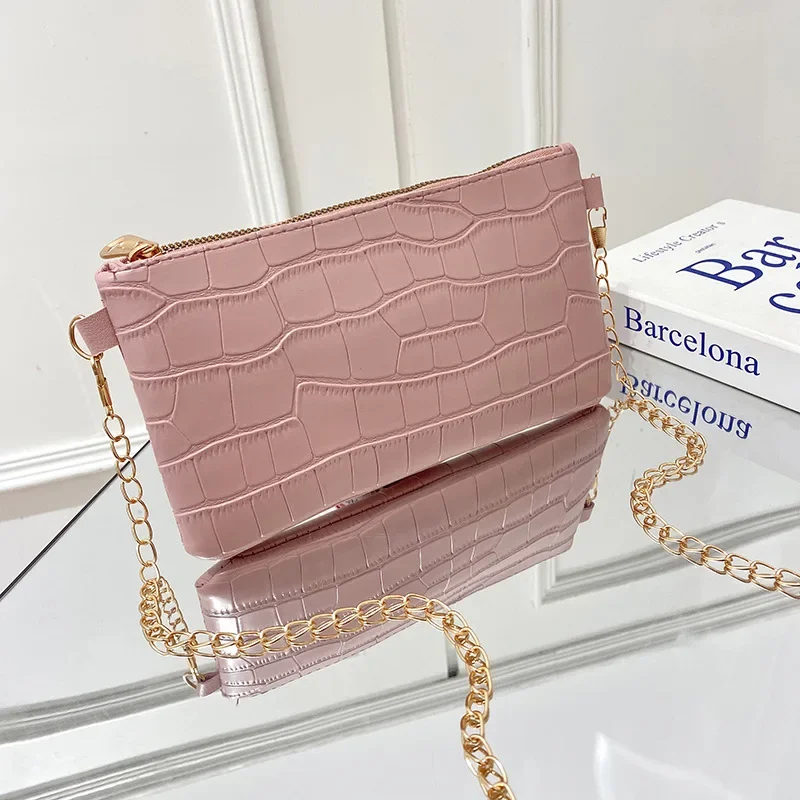 Bolsa Crossbody de ombro único para mulheres, crocodilo, bolsa elegante, carteira móvel, nova moda