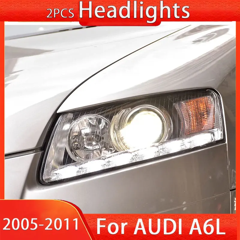 Car Lights for Audi A6L LED Headlight 2005 2006 2007- 2011 A6 DRL Signal Head Lamp Assembly Modified Automotive Accessories