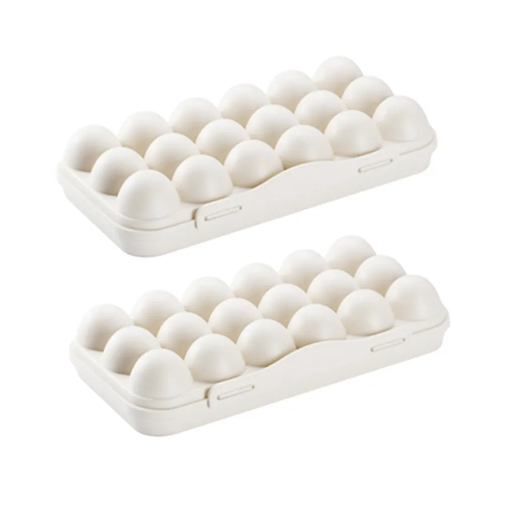 

2Pcs 18 Compartment Egg Tray Plastic Storage Box for Fridge Stackable Organizer Shatterproof Egg Holder Container Safe Keeping
