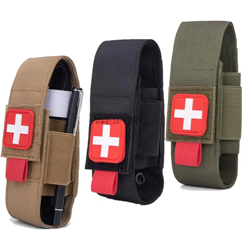 Tactical Molle Tourniquet Holder First Aid Kit Pouch Medical EDC Pouch Emergency Waist Pack Shear Bag Flashlight Holder