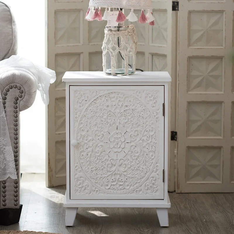 

Modern simple living room chest cabinet home sofa side few lockers bedroom bedside table French engraving
