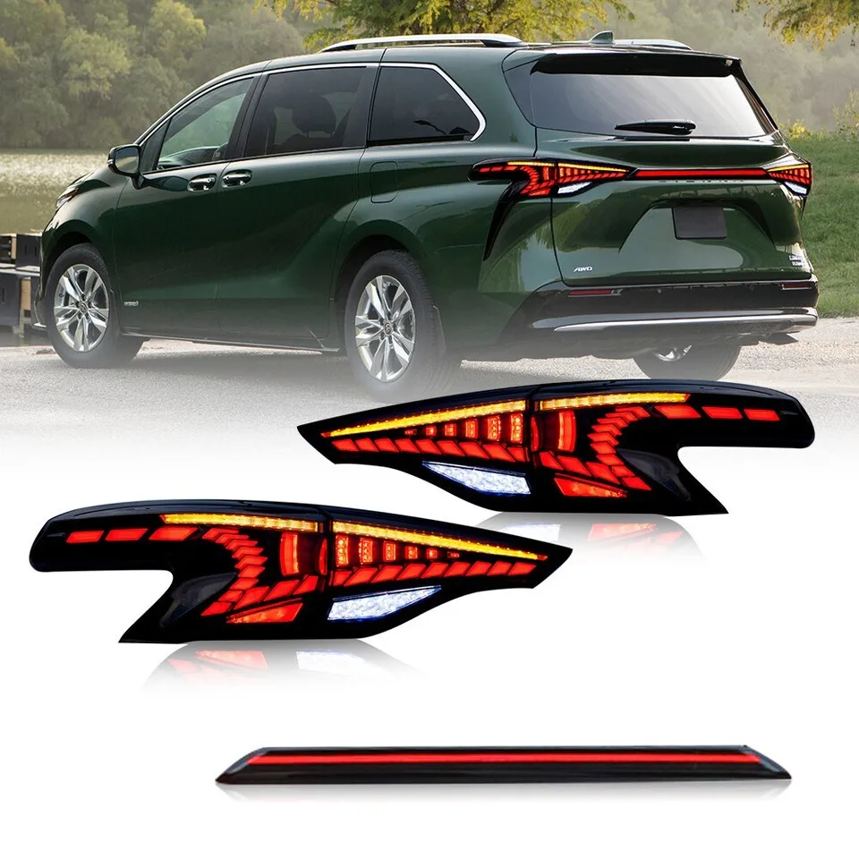 

LED Tail Lights Trunk Lamp For Toyota Sienna 2021 2022 2023 2024 Rear Lamps Smoked through-type rear lights Signal Lamp Assembly