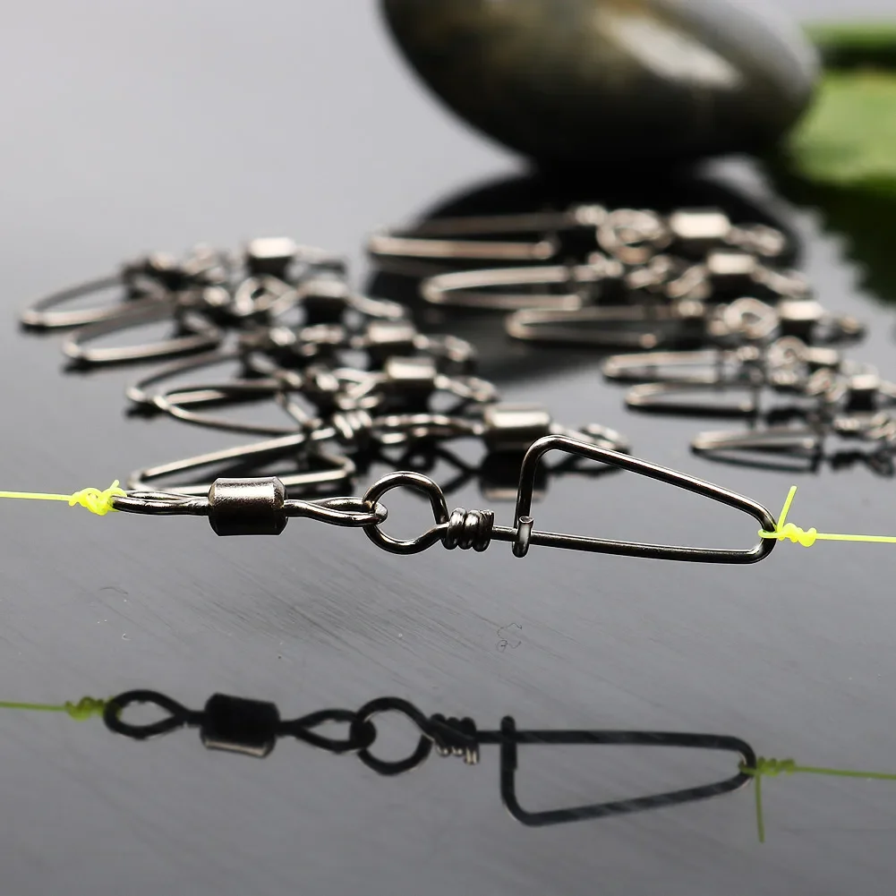 Sougayilang 50PCS Stainless Steel Fishing Connector Pin Bearing Rolling Swivel Snap Pins Fishing Tackle Accessor