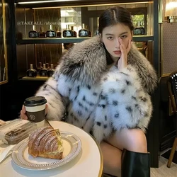 Woman Clothingvestidos De FiestaSpring And Autumn 2024 New Imitation Fox Fur Leopard Print Short Coat Women'S Fashion High Waist