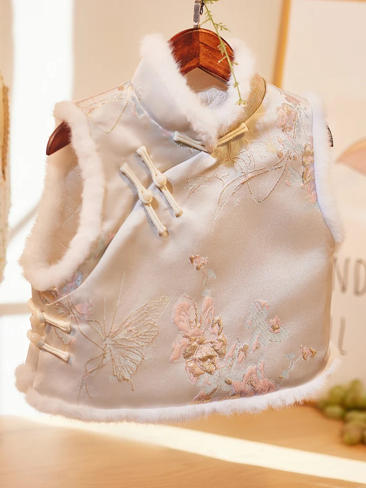 

Thiened New Chinese Sle Qipao Vest Winter Outerwear Cotton Insert Warm Winter Jaet Traditional Floral Pattern Strong He...