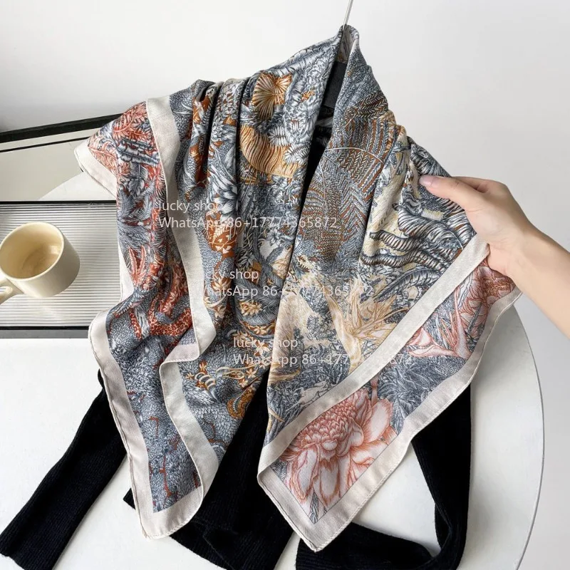 90Cm Printed Silk Scarf Women's Headscarf Scarf Shawl