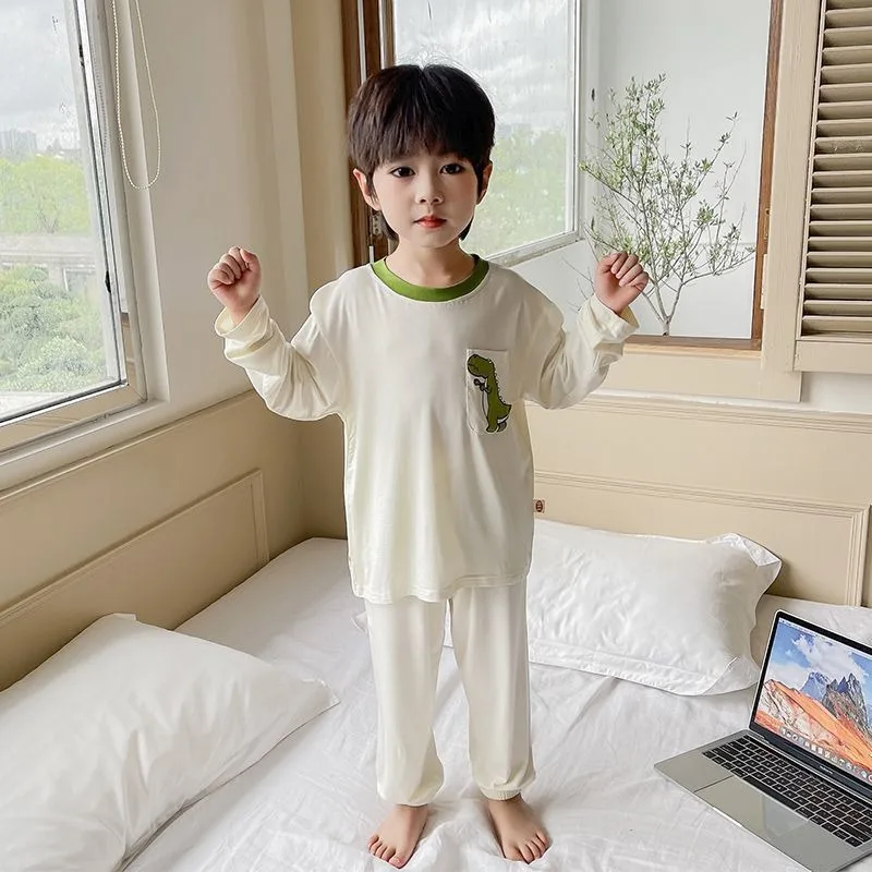 2025 New Boys' Modal Pajamas Autumn Thin Long Sleeve Kids' Homewear Set