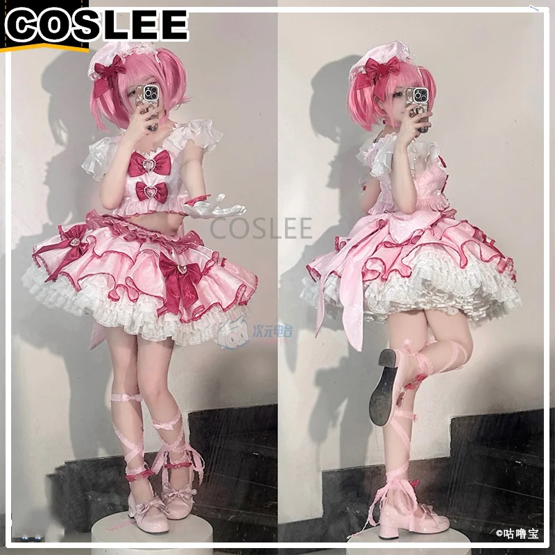 COSLEE Anime Shugo Chara Hinamori Amu Cosplay Costume Lovely Lolita Pink Party Dress Uniform Halloween Outfit Women Role Play C