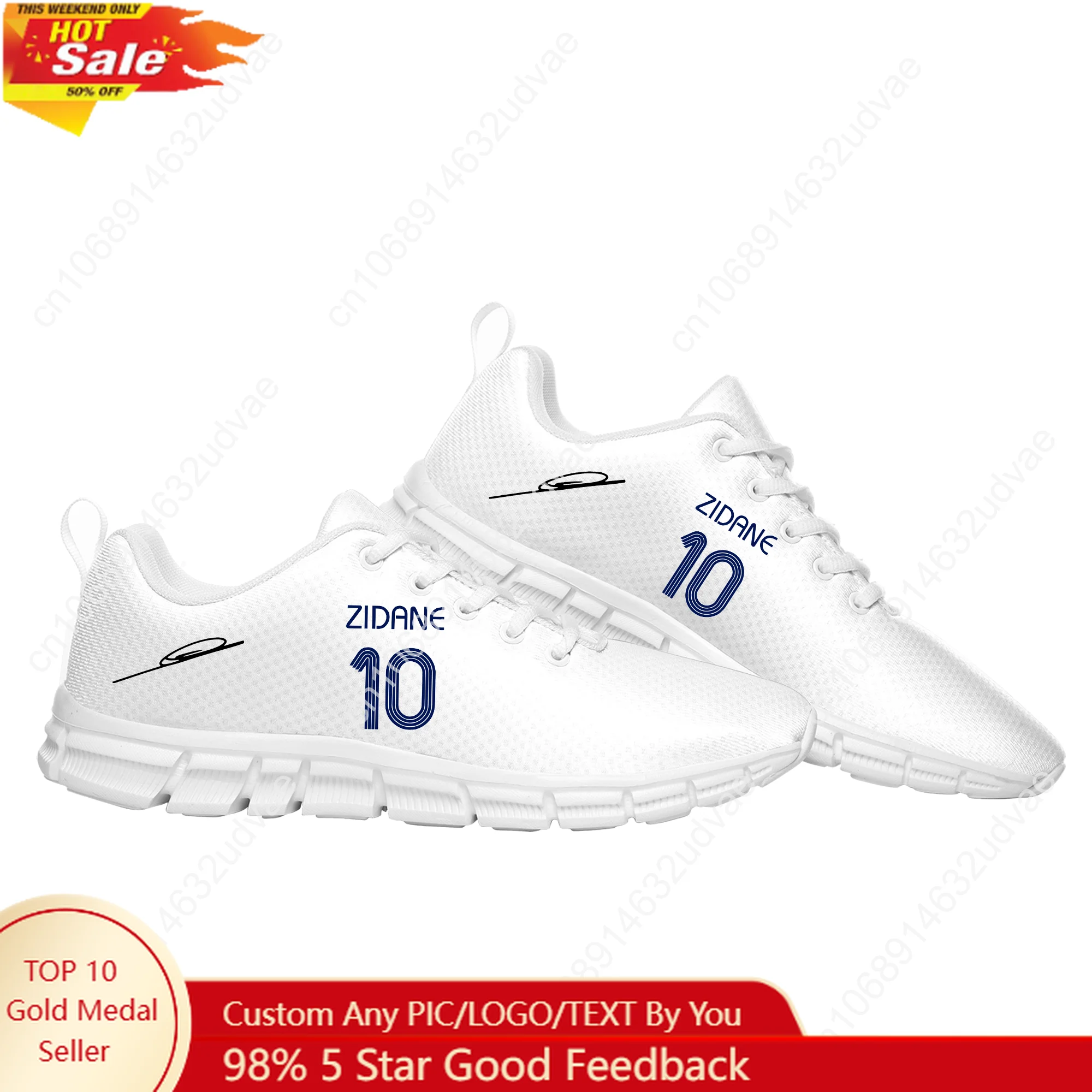 

Zidane No.10 Sports Shoes Mens Womens Teenager Kids Children Sneakers France Soccer Star Casual Custom Made Couple Shoes White