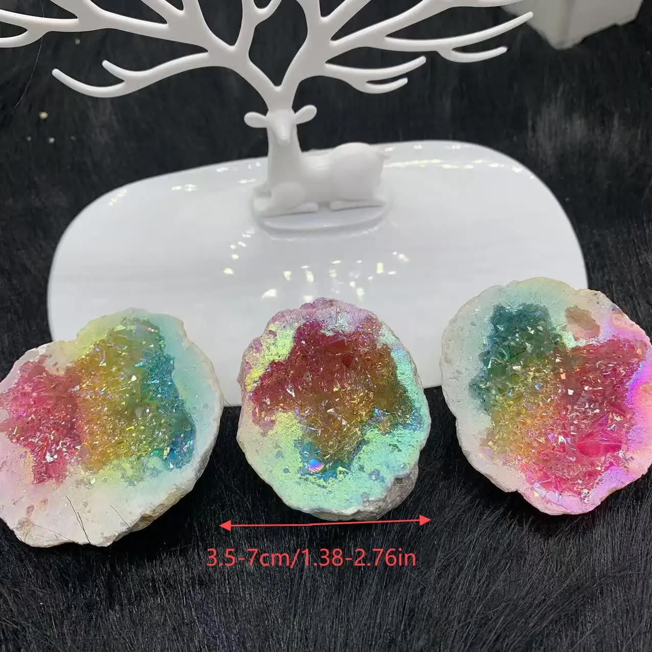 1PC Natural Red/Yellow/Blue Plating Crystal Geode, Home Decoration, Desktop Ornament, Fragrant Stone, Fish Tank Landscaping