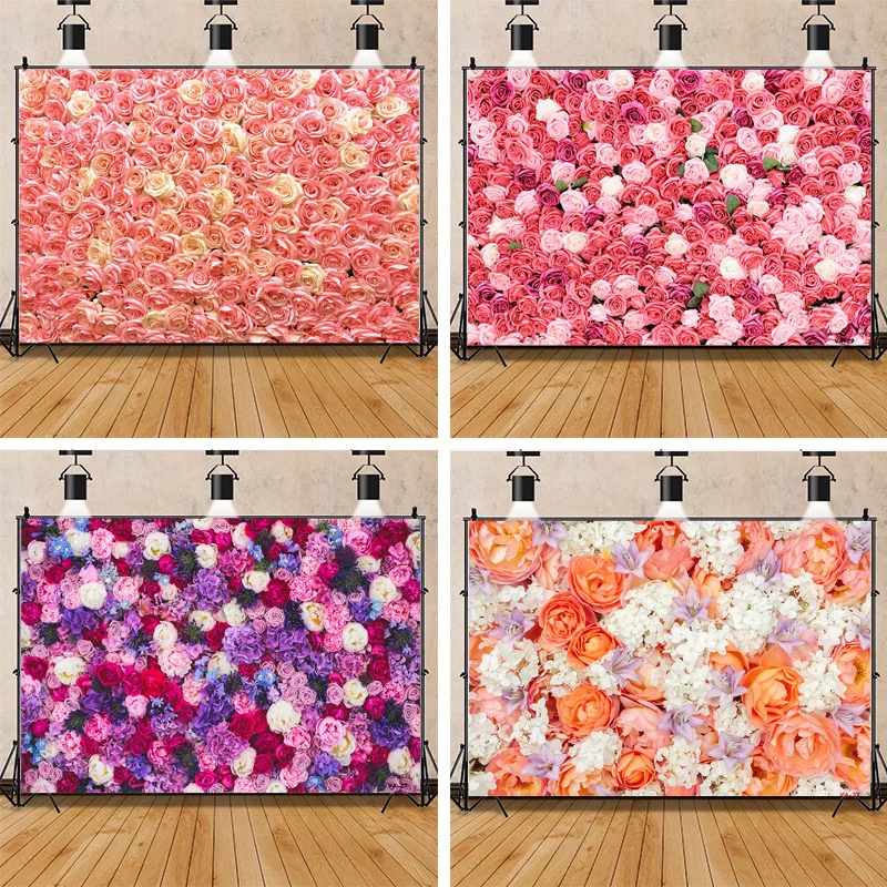 

SHUOZHIKE Rosebud Wedding Backgrounds Valentine's Day Photography Backdrops Props Flower Wall Photographic Background AA-23