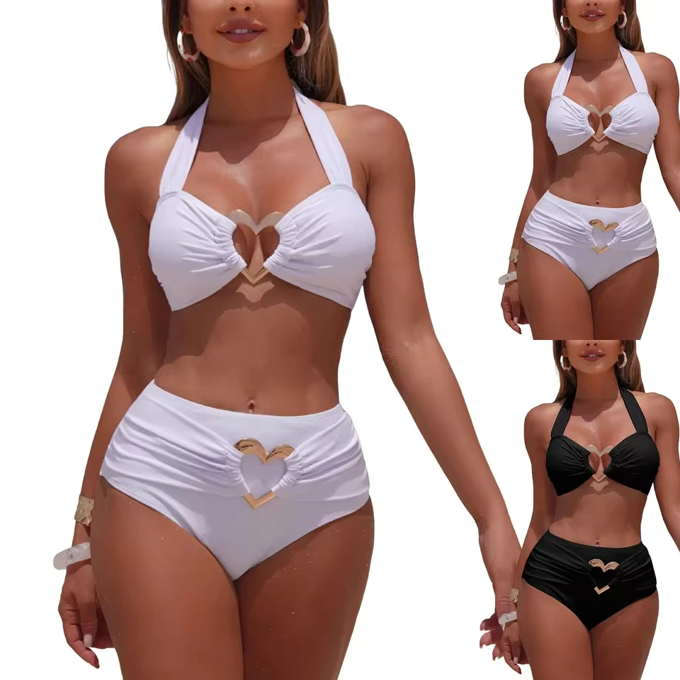 

Women High Waisted Bikini Sexy Push Up Two Piece Swimsuits Vintage Swimsuit Two Piece Retro Ruched High Trajes De BañO Mujer