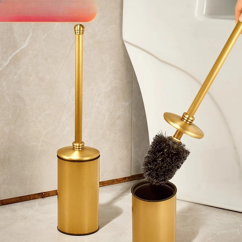 All-copper toilet brush holder Floor-to-ceiling household deodorant toilet brush Long handle cleaning brush holder Hotel villa