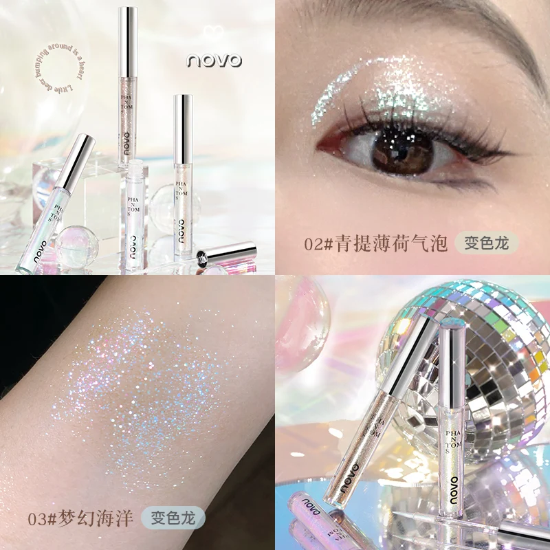 Starlight Vloeibare Oogschaduw 3d Metallic Glitter Langdurige Gepigmenteerde Gladde Oogschaduw Make-Up Glinstert Ogen Cosmetica