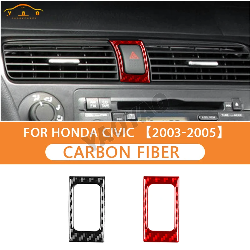 

Carbon Fiber Emergency Light Switch Button Decor Cover Trim Sticker For Honda Civic 2003 2004 2005 Car Interior Decoration Acces