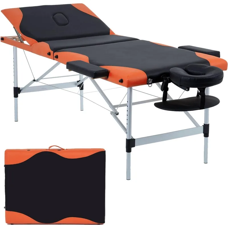 

84 Inch Height Adjustable 3 Fold Aluminium Massage Table W/ Face Cradle Carry Case Portable Facial Salon