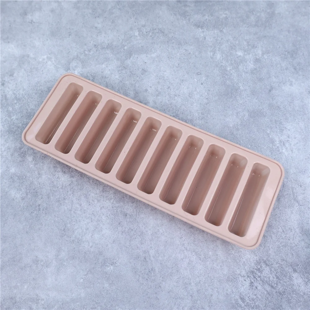 10 Grids Long Stick Ice Tray Non-Stick Easy Release Push Popsicle Out Cylinder Silicone Ice Cube Mould Tray Jelly Chocolate Mold